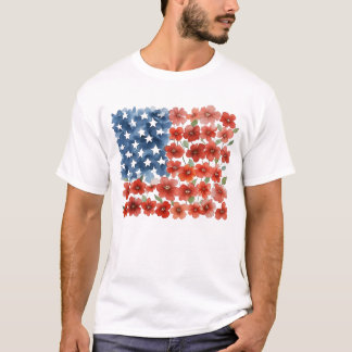 Flowers USA Flag Patriotic Fourth 4th of july T-Shirt