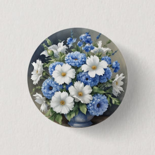 Flowers Vase Elegant Watercolor 3 Cm Round Badge
