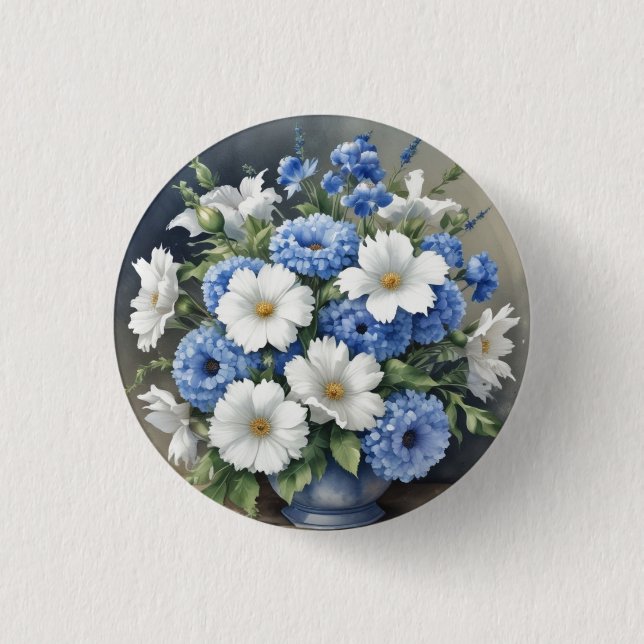 Flowers Vase Elegant Watercolor 3 Cm Round Badge (Front)