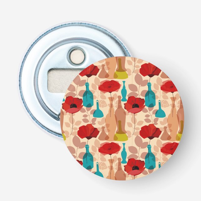 Flowers, vases and bottles pattern bottle opener (Front)