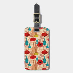 Flowers, vases and bottles pattern luggage tag