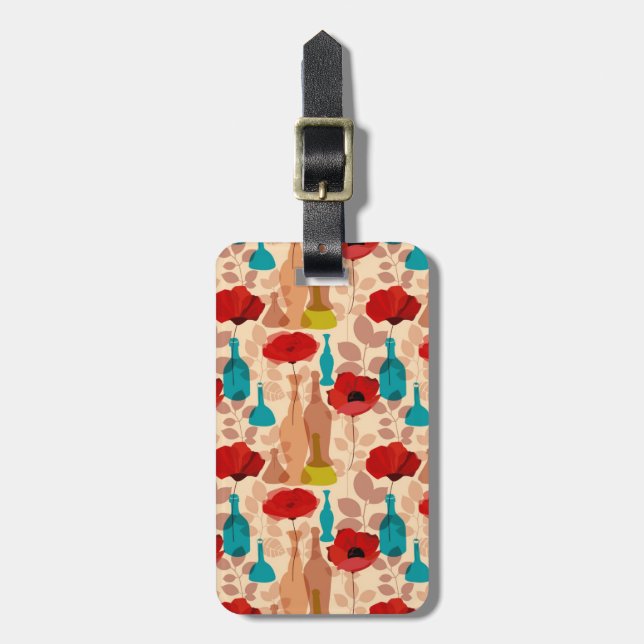 Flowers, vases and bottles pattern luggage tag (Front Vertical)