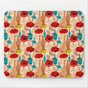 Flowers, vases and bottles pattern mouse mat