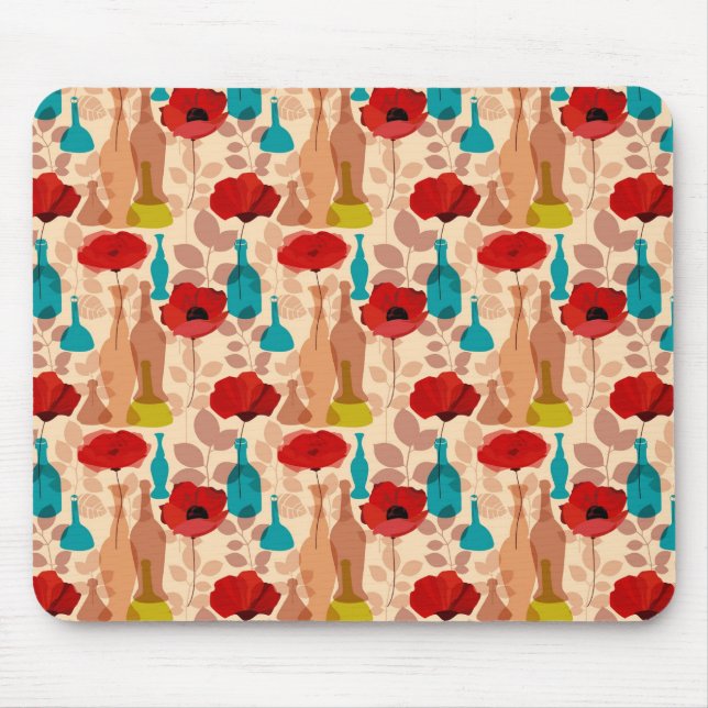 Flowers, vases and bottles pattern mouse mat (Front)