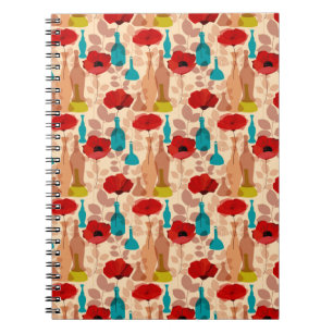 Flowers, vases and bottles pattern notebook