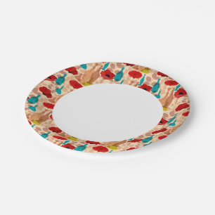Flowers, vases and bottles pattern paper plate