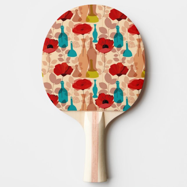 Flowers, vases and bottles pattern ping pong paddle (Front)