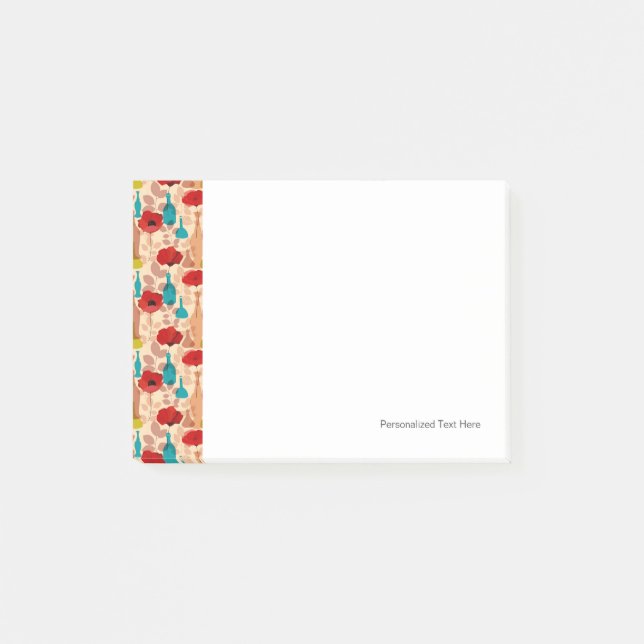 Flowers, vases and bottles pattern post-it notes (Front)