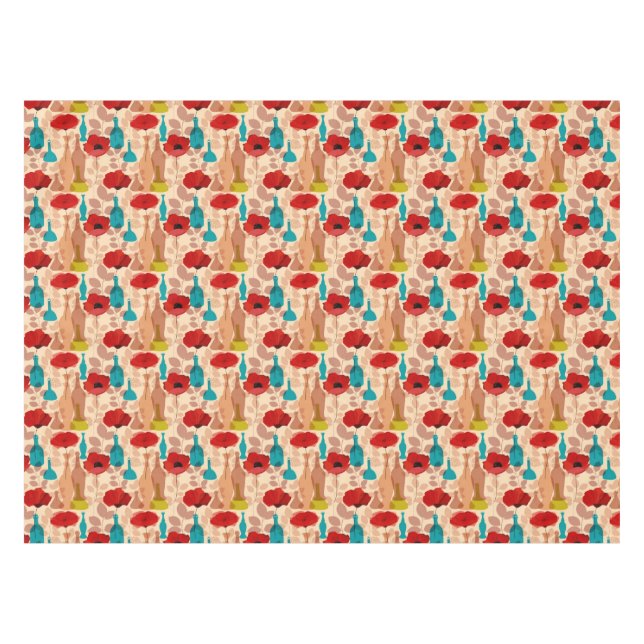 Flowers, vases and bottles pattern tablecloth (Front (Horizontal))