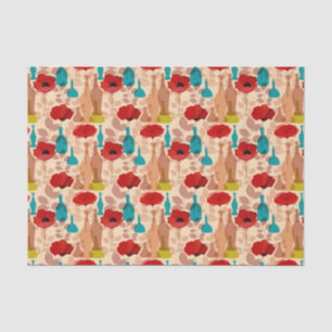 Flowers, vases and bottles pattern tissue paper