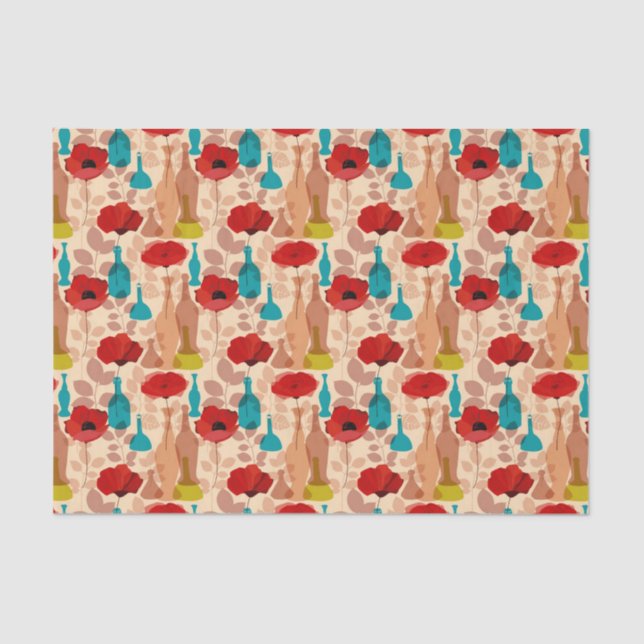 Flowers, vases and bottles pattern tissue paper (Front)