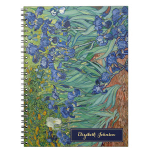 Flowers Vincent Van Gogh Vintage Art Gold Monogram Notebook