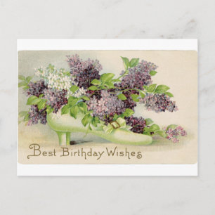 flowers Vintage Birthday party blossoms petals Postcard