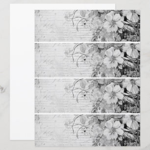 Flowers Vintage Collage 1 Black and White
