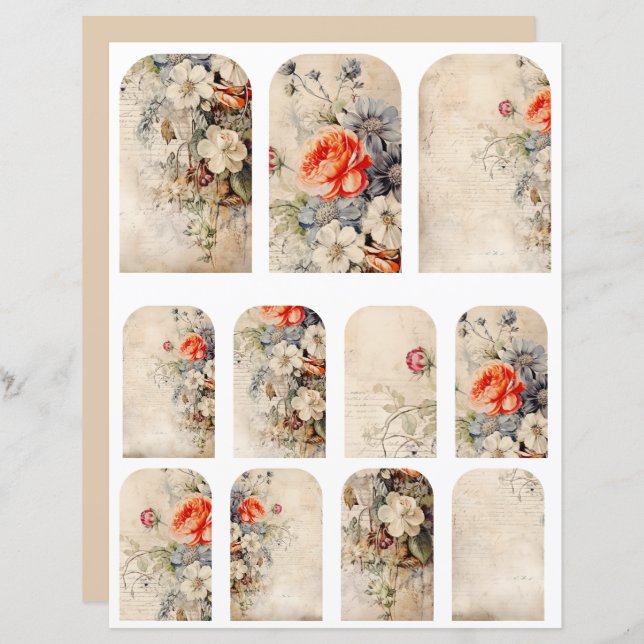 Flowers Vintage Collage 1b 4 of 4 (Front/Back)