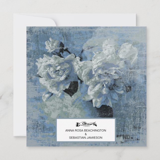 *~* Flowers Vintage Peony AR23 QR RSVP WEDDING Invitation (Front)