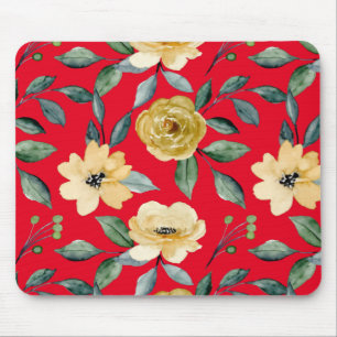Flowers Vintage Watercolor Cute Mouse Mat