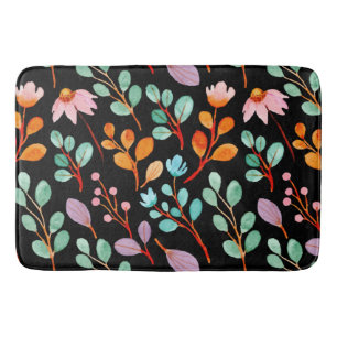 Flowers Vintage Watercolor Trendy Bath Mat
