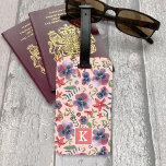 Flowers Violets floral all-over print monogram Lug Luggage Tag<br><div class="desc">Stylish violets on a yellow background floral illustration with monogram. Original artwork by Caroline Bonnne Müller</div>