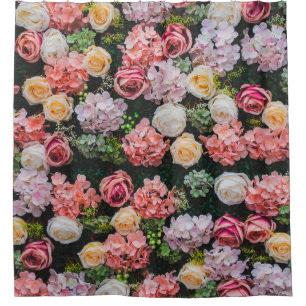 Flowers wall background vintage style. shower curtain