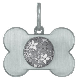 Flowers wall paper 2 pet ID tag