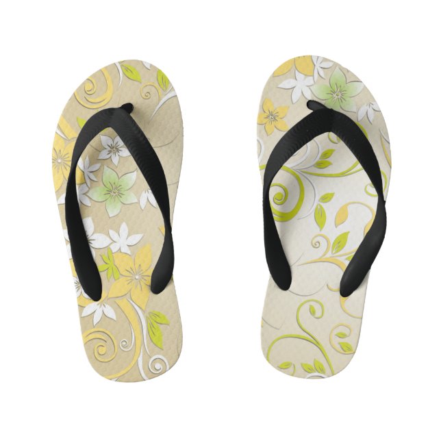 Flowers wall paper 3 kid's flip flops (Footbed)
