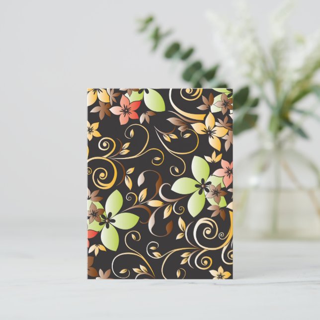 Flowers wall paper 4 holiday postcard (Standing Front)