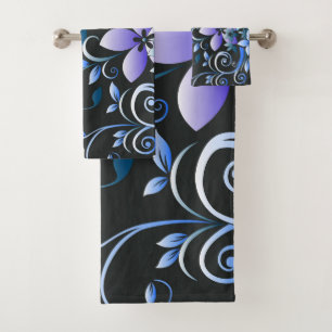 Flowers wall paper 6 bath towel set