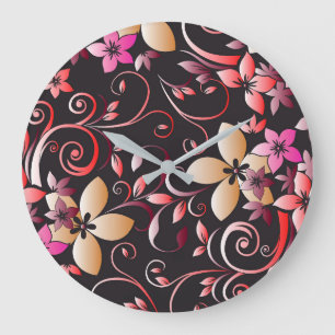 Flowers wall paper 7 large clock