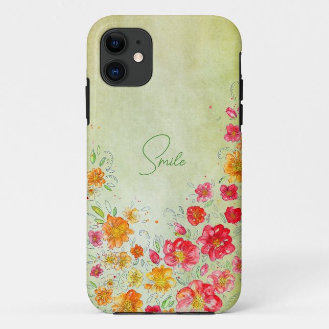 Flowers water colours iPhone Case (Back)