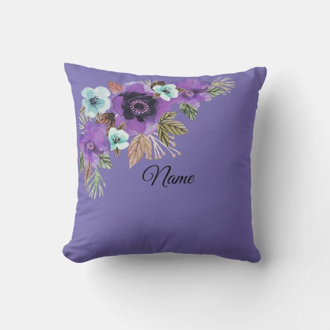 Flowers watercolor bright romantic floral wreath b cushion (Front)
