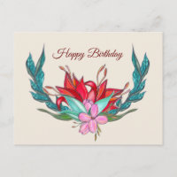 Flowers Watercolor Happy Birthday Drawing