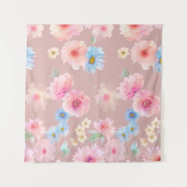 Flowers watercolor illustration. Big Set watercolo Tapestry (Front)