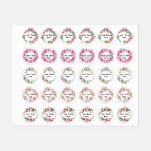 Flowers Watercolor Tropical tags Round