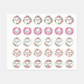 Flowers Watercolor Tropical tags Round 