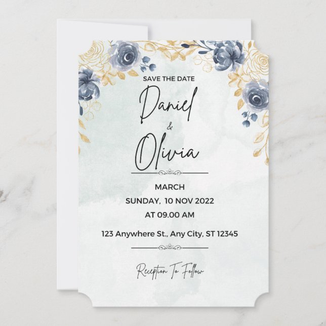 FLOWERS WEDDING INVETATIONS INVITATION (Front)