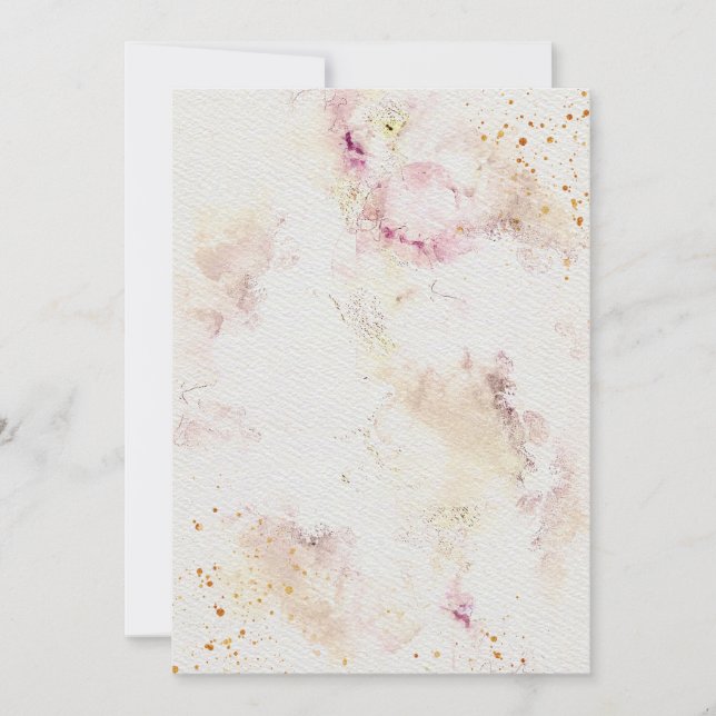 Flowers Wedding Invitation on Watercolor Paper Tex (Front)