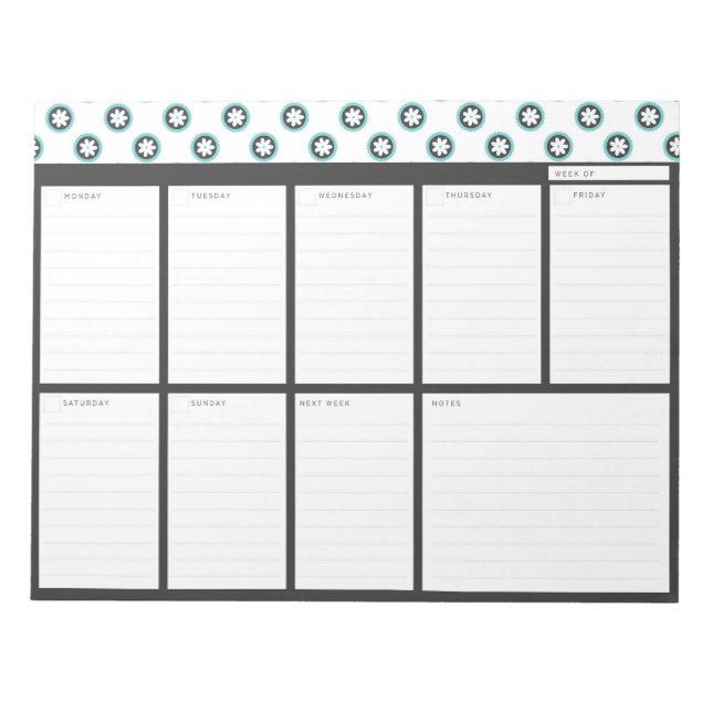 Flowers Weekly Desktop Planner Notepad (Front)