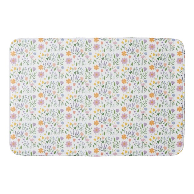 Flowers whimsical Decorative Bath Mat (Front)