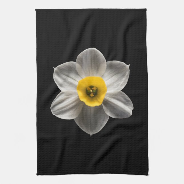 Flowers | White Daffodil Flower Tea Towel (Vertical)