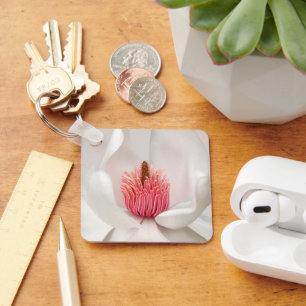 Flowers   White Magnolia Key Ring