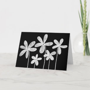 Flowers - White on Black Card