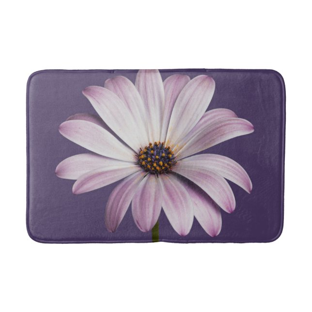 Flowers | White & Purple Daisy Bath Mat (Front)