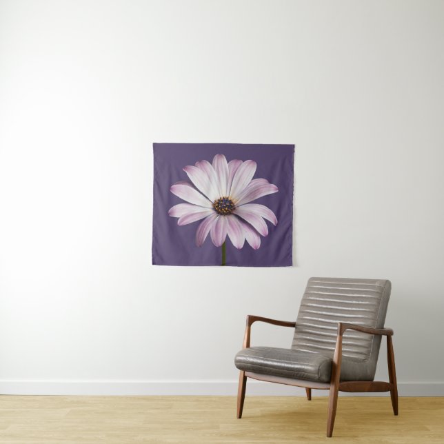 Flowers | White & Purple Daisy Tapestry (In Situ (Horizontal))