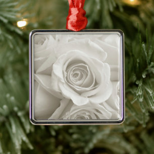 Flowers White Roses Metal Tree Decoration