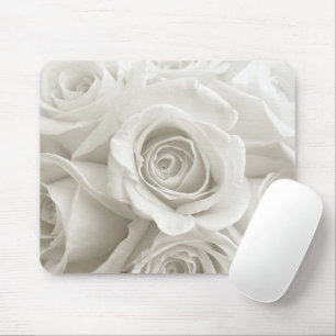 Flowers   White Roses Mouse Mat