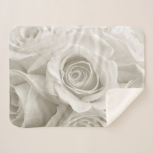 Flowers   White Roses Sherpa Blanket