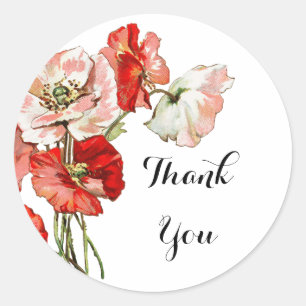 Flowers wild poppy personalise classic round sticker