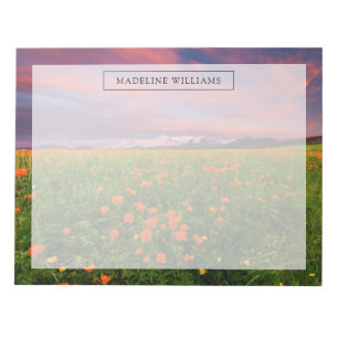Flowers   Wildflower Field Snowcapped Mountains Notepad