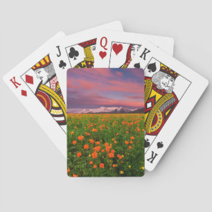 Flowers   Wildflower Field Snowcapped Mountains Playing Cards